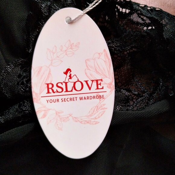 RSLove (L) Floral Lace and Sheer Lingerie Nighty w Matching Strappy Panty - Picture 6 of 7